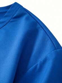 Camiseta azul mujer holgada con estampado de limones en cuenco rayado y texto Limoncello La Dolce Vita, tela ligera transpirable, camiseta casual de estilo italiano verano - Azul - Ver 4
