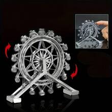DIY金屬組裝玩具摩天輪模型 3D立體遊戲拼圖創意玩具 可旋轉摩天輪遊樂場模型 手作家居裝飾桌面擺件 成人拼圖遊戲 成人積木 - 彩色 - 查看 3