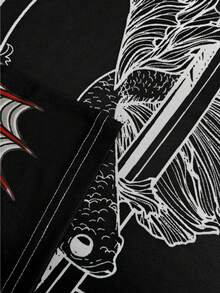 Japanese Samurai Men's & Youth T-Shirt, Samurai Sword Graphic Design Comfortable Top, Competition, Daily Wear, Gift, Football Sports Black Fall - Black - View 5