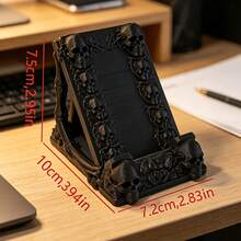 1pc Gothic Skull Phone Stand, Dark Style Desktop Decor, Creative Phone Holder, Suitable For Desk/Office Space Decoration, Halloween Creative Gift - Multicolor - View 8