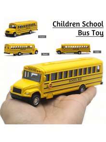 1/2PCS Pull Back School Bus Toy, Simulation Alloy School Bus Vehicle Model, Realistic Classic Bus Play Toy, Educational Collectible Gift For Boys Girls Children Ages 3 4 5 6 7-10 Year Old Back To School Supplies, Christmas Stocking Suffers, Part Gift - Multicolor - View 2
