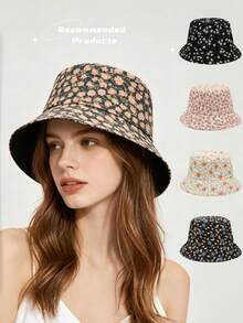 New Fresh Ditsy Floral Versatile Bucket Hat For Women, Spring/Summer Student Casual Sun Protection Reversible Bucket Hat, Sweet And Fresh - Small Floral Fisherman's Hat - View 1