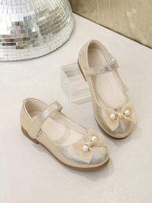 Sepatu Mary Jane Putri dengan Pita Mutiara untuk Anak Perempuan, Cocok untuk Gaun Formal, Pertunjukan Panggung, Pesta Malam, Pesta Ulang Tahun Pertama, Gaun, Rok Lipit, dan Acara Musim Semi dan Gugur. - Emas - View 4