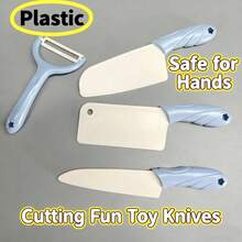 Children's Kitchen Toy Set, Montessori Simulation Kitchen Utensils, For Little Chefs, With Cutting Board For Fruits And Vegetables - 21-piece Blue Knife Set - View 3