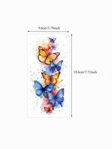 1 pieza Pegatina de tatuaje con patrón de mariposa para mujeres y hombres, tatuaje temporal de mariposa resistente al agua para mano, brazo, pecho, arte corporal, tatuaje falso adecuado para decoración corporal diaria - Multicolor - Ver 6
