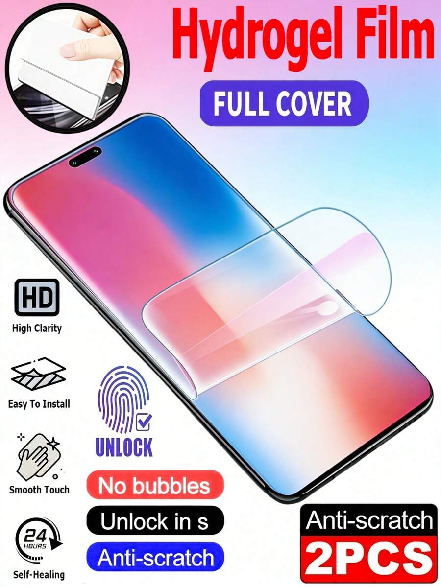 LissKas 2pcs 3D Curved Hydrogel Film Explosion Proof Scratch Resistant Phone Screen Protector Compatible With Xiaomi 17 15 13 12 14 Ultra Pro/ Note 14 15 13 Pro+ Pro 4g 5g/ Reno////Honor Magic 5/6/7/8 Pro Lite 90 100 200 400 500///Various Curved Surface Models With Smooth Touch Automatic Adsorption Friendly Shell Support Fingerprint Recognition Soft Film