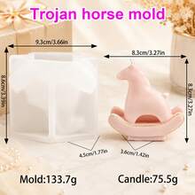 Zhonghui Mold 3D Unicorn Rocking Horse Silicone Mold, Cute Pony Candle Mold For DIY Scented Candles, Resin, Soap, Plaster, Baby Shower Birthday And Home Decor Crafts - Animal - View 9