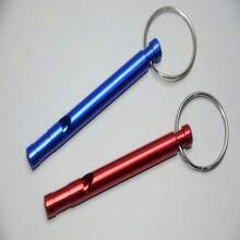 1pc Slim Aluminum Alloy Whistle, Camping Outdoor Sports Survival Whistle, Outdoor Emergency Stainless Steel High-Frequency Earthquake Rescue Whistle, High Decibel Whistle, Cylindrical Slim Whistle Keychain Pendant - Multicolor - View 5