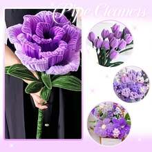 Kit de Artesanato com 525 Peças de Limpador de Cachimbo, Perfeito para Fazer Flores Frescas, Cortar Caules para Trabalhos Artesanais, Arranjos de Flores Artificiais, Presentes do Dia dos Namorados, Dia das Mães, Formatura, e Decorações de Volta às Aulas - Multicolorido - Visão 11