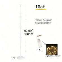1 Set Balloon Tower Decoration Kit, Includes Stand, Base And String Lights, Eye-Catching Backdrop Decor, Suitable For Weddings, Birthday Parties And Bachelor Parties - Multicolor - View 12