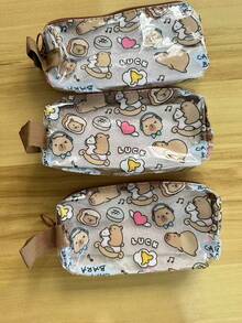 1/3pcs Capybara Transparent Pencil Case, Cartoon Highly Attractive Pencil Case, Transparent Dirt-Resistant Waterproof Printed Large Capacity Pencil Case, Student Stationery Storage - A - View 14