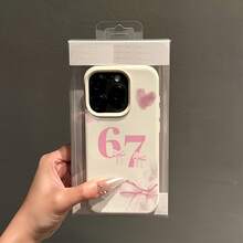 1件 白色啞光極簡鏡頭保護 粉色蝴蝶結 67號圖案手機殼 個性化款，適用於 iPhone 16 Pro Max/17/16/15/14 Plus/13/12/11/Air 及系列 - 彩色 - 查看 4