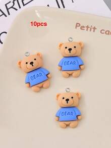 10/20/100pcs Cartoon Resin Bear Pendant Handmade DIY Necklace Earrings Phone Chain Jewelry Making Charm - Brown - View 9
