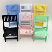 1pc Cute Macaron Phone Stand, Desktop Decoration, Fun INS Chair Style, Foldable Portable Phone Holder Gift - A - View 2