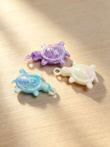 Electroplated UV Colorful Turtle Pendant, Dual-Color Acrylic Pendant, Suitable For DIY Earrings, Bracelets, Necklaces - Multicolor - View 9