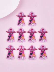 10pcs Alien Spaceship Acrylic DIY Jewelry Pendant - Multicolor - View 11