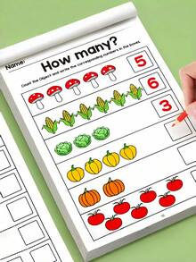 Dual Skill Number & Handwriting Workbook | Multi-Page Letter, Coloring & Counting Practice, Reusable Sheets For Home & Independent Learning, Pencil Control, Addition & Subtraction Tracing For Primary Kids,Teacher Supplies,Classroom,Back To School - 彩色 - 查看 5