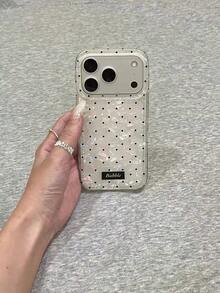 可愛簡約粉色蝴蝶結波點手機殼，適用於 iPhone 18 Pro Max、17 Pro、17 Air、17、16、15、14、13、12、11 Pro Max Plus，柔軟保護背蓋，女孩禮物（3D 效果圖，實際產品可能有所不同，表面微粒，請謹慎購買） - 黑與白 - 查看 1