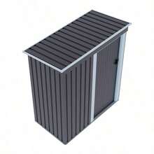 Outdoor Metal Removable Storage Shed Garden Storage Shed With Lockable Door For Firewood Garbage Can Tools Lawnmower Bike Shed Waterproof Log Store For Backyard Patio Rust-Resistant Not Include Foundation 164cm W X 77cm D X 182cm H - Charcoal Black - View 7