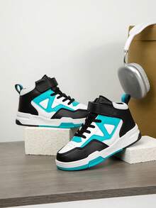1 Paar Kinder High-Top Sneaker, Indoor/Outdoor Lässig Laufschuhe, leicht, atmungsaktiv, bequem, Schulstil Unisex Kinderschuhe - Blau - Übersicht 5