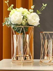 Jarrón de arte de hierro de lujo, adecuado para sala de estar del hogar, arreglo de boda, accesorios para cena a la luz de las velas, decoración de restaurante, decoración del hogar, jarrón, centro de mesa, Día de San Valentín, boda, cumpleaños, decoración de habitación, decoración de dormitorio, decoración de boda - Multicolor - Ver 6