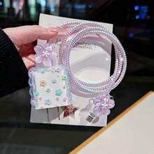 極簡花卉充電器保護套，適用 Apple 14 系列 11/12/13/16/15 快速充電器保護套，20W 充電器保護套，送給朋友的理想禮物 - 彩色 - 查看 2