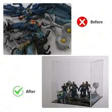 Acrylic Display Case With Black Base - Dustproof Clear Display Cabinet For Collectibles, Action Figures, Models, And Toys - Easy Assembly Storage Box - Black - View 9