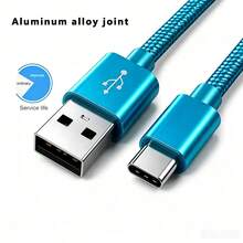 5pcs Fast Charging USB-A To Type-C Charging Cable, Suitable For Android Phones, Nylon Braided, Durable Phone Charging Cable, 1m Length, Compatible With IPhone, And Other Android Phones And Type-C Devices, Suitable For Travel Essentials/Car Accessories/Desktop Accessories, Pink/Purple - 1 Meter - View 5