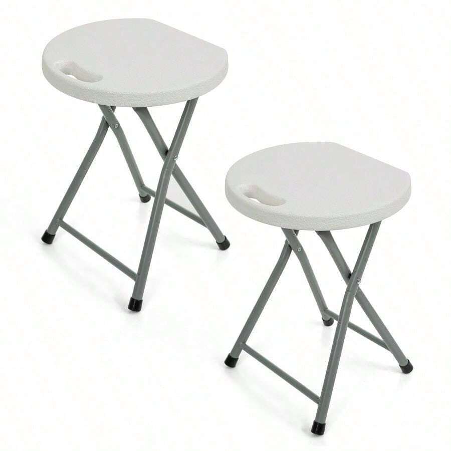White Folding Stools - Portable And Durable Plastic Foldable Stools For Camping, Kitchen, Desk, Or Outdoor Use, Lightweight Fold Up Stool For Indoor/Outdoor Events And Everyday Seating - 2 Stools - View 1