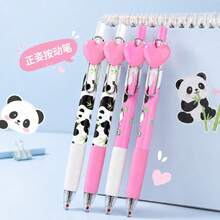 2/4 piezas Bolígrafos de gel retráctiles con diseño de corazón rojo de 0.5mm Panda, tinta negra, agarre cómodo, secado rápido, artículos esenciales para la vuelta a la escuela - Multicolor - Ver 8