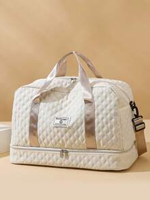 Unisex Solid-Color Travel Bag With Zipper And Separate Multifunctional Compartment For Shoes, Travel Suitcases, Laptop, Lightweight - 玫瑰金 - 查看 12