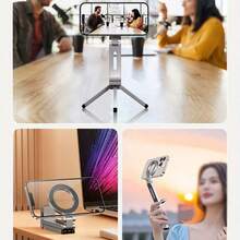 3-In-1 Magnetic Phone Stand Selfie Stick, Foldable Travel Tripod With Desktop Clip, Portable Multi-Function Holder, Compatible With IPhone And Android Phones - Multicolor - View 5