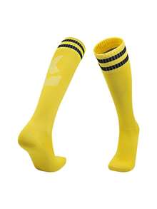 1 paire de chaussettes de football pour enfants, chaussettes de sport respirantes et absorbantes jusqu'au genou, convenant aux enfants de 6 à 12 ans pour le football, la course, le cyclisme, la randonnée et les sports de plein air - Multicolore - Voir 18