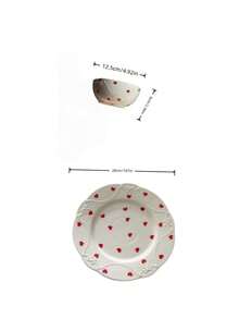 1pc Ins Style Heart-Shaped High-End Exquisite Embossed Plate, Suitable For Steak, Pasta, Salad, Fruit, Dessert, Etc., Applicable For Western Restaurant, Chinese Restaurant, Kitchen, Birthday Party, Gathering, Gift For Others Or Self-Use - Multicolor - View 2