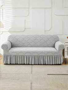 1 Buah Sarung Sofa Dekoratif Elastis Anti Selip dari Kain Fleece, Motif Awan Kecil Abu-abu Muda Ukiran Jacquard, Ramah Hewan Peliharaan, Anti Kotoran, Anti Debu, Cocok untuk Sofa 1/2/3/4 Dudukan, Sepanjang Musim - Light Grey - View 6