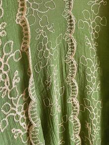 1件優雅花卉圖案波希米亞刺繡開襟披肩女款和服式圍裙 春夏外穿沙龍罩衫 海灘度假防曬刺繡開襟衫 時尚百搭奢華裝飾款 適合日常穿著 送禮首選 - 綠色 - 查看 4
