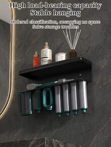 Space Saving Wall Mount Hair Tool Rack For Styler,Heat Resistant Aluminum Organizer Holds All Curling Barrels&Round Brushes,Built-In Plug Holder Prevent Tangled Cords Bathroom Vanity Storage,Curling Barrel Brush Holder,Cord Plug Hook,Wall Bracket - Multicolor - View 12