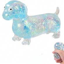1pc (Random Color) Transparent Colorful Sausage Dog Squeeze Toy, Transparent Colorful Sausage Dog Plush Stress Relief Toy, Suitable For Teenagers, Students And Office Workers, Ideal For Classroom Supplies, Party Favors And Gift Bag Fillers, Perfect For Back To School, Birthday And Holiday Gifts. - Multicolor - View 14