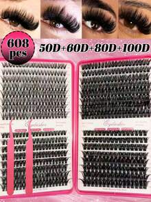 Große Kapazität 640/608 Wimpern manuell, 10D, 20D, 30D, 40D, 50D, 60D, 80D, 100D DIY Kunstnerz Wimpernverlängerungen - Hochwertige D-Curl natürliche dichte Einzelwimpern, perfekt für DIY Wimpernverlängerungen - wiederverwendbar, leicht und einfach zu verwenden - D - Übersicht 4