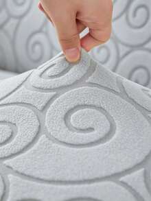 1PC Fleece Fabric Anti-Slip Elastic Decorative Sofa Cover Jacquard Pattern Carved Tail Design Light Gray Pet-Proof Dust-Proof Sofa Cover Suitable For 1/2/3/4 Seater Sofa All Seasons - Light Grey - View 11