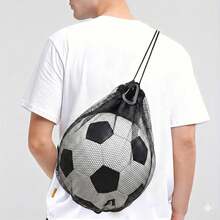 Portable Football Mesh Bag, Multi-Functional Drawstring Sports Mesh Bag, Foldable Football Mesh Bag, High-Quality Drawstring Sports Ball Bag Suitable For Basketball, Water Polo, Football, Volleyball. (Bag Only) - Black - View 2