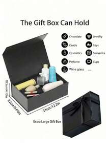 3pcs Elegant Luxury Gift Box Set With Magnetic Closure, Ribbon Decoration, Minimalist Fashion High-End Aesthetic Design, Suitable For Groomsman Proposal Box, Wedding, Christmas, Halloween, Birthday Gift, Pink - Black - View 6