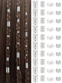 40PCS Hair Jewelry For Braids Silver Hair Cuffs Multi Style Hair Rings Adjustable Hair Beads For Braid Loc Dreadlock Accessories For Girls - Silver - View 1