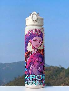 1pc 5 K-POP Girl Group Style Anti-Spill Flip Top Sports Water Bottle, Car Accessory, Back To School, Portable Fashion Design, 800ml Travel Cup With Strap, Straw And Lid, Cute Design, High Quality, Leak-Proof, Shock-Resistant, Durable Outdoor Sports Water Cup, Large Capacity Portable Cup, Suitable For Short Trips, Hiking, Picnic, Running, Fitness, Mother's Day - One Size Fits All - View 10