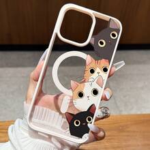 [24h Versand aus DE/FR/ES] Apple 17 16 15 Promax 23 24 25 26 Ultra Galaxy transparente und weiche Handyhülle für iPhone 14/13/12, süßes Cartoon-Katzen-Design, vollständiger Stoßschutz, minimalistischer Damenstil, Schutzhülle für iPhone. Süße Handyhülle, ideales Geschenk für Freunde, Feiertagsgeschenk - 1 Stück - Übersicht 2