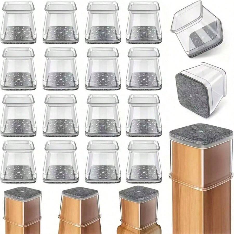 8 piezas de almohadillas de silicona reforzada para patas de muebles, tapas transparentes para patas de sillas, reducción de ruido, antivibración, resistente a arañazos en el suelo, deslizadores de muebles duraderos, adecuados para mesas, sillas, sofás, mesas de café (múltiples tamaños) - Multicolor - Ver 1