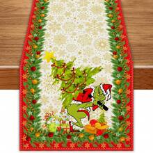 The Grinch 1pc Green Monster Christmas Table Runner, Merry Christmas Tablecloth, Christmas, Winter Holiday, Home, Kitchen, Dining Room, Table Decor, 13x72 Inches - Multicolor - View 15