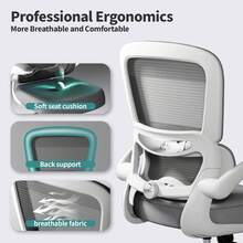 TRALT Sillas de Escritorio - Silla Ergonomica Escritorio - Sillas Ejecutiva para Escritorio con Soporte Lumbar - Silla Ergonomica de 330 Libras - Silla de Oficina Gamer para Casa (Azul Profundo) - BLANCO - Ver 5