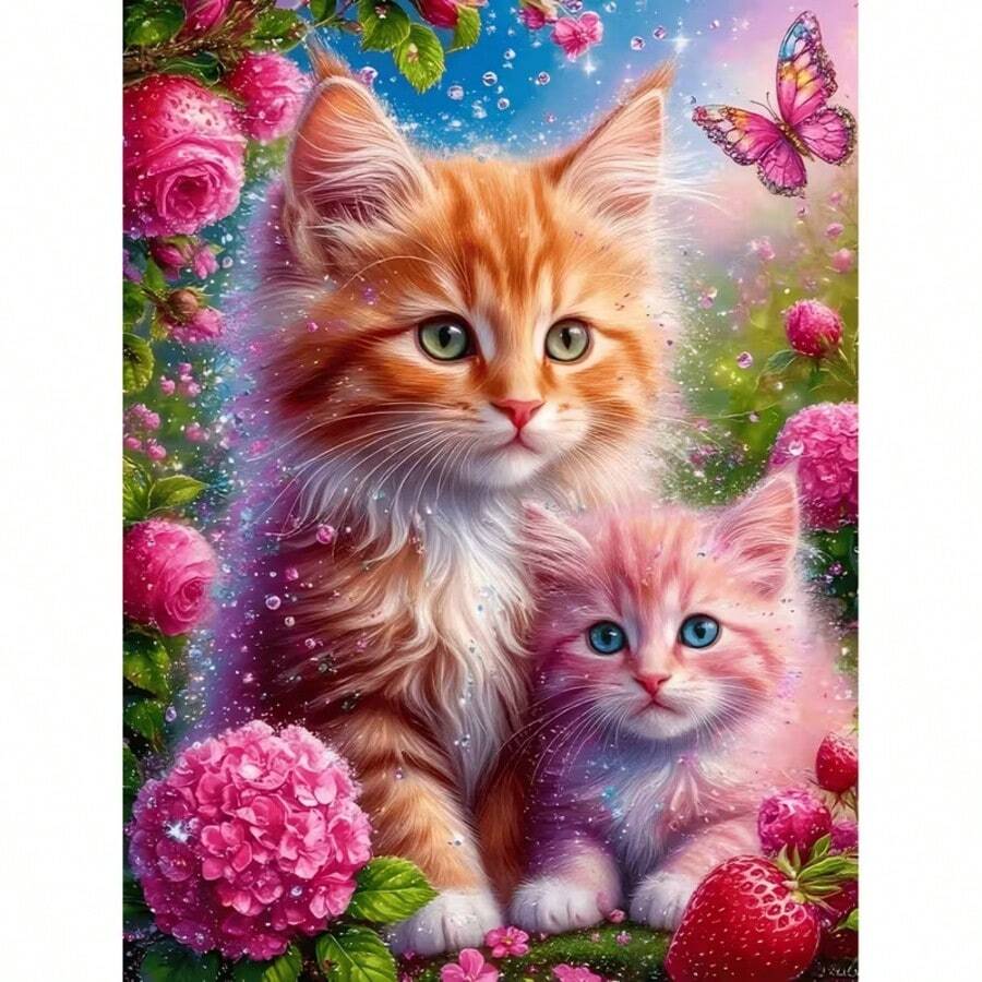 1pc [30*40cm/11.8*15.7in]5D Acrylic Diamond Painting Kit, Cute Cat ...