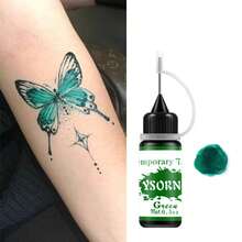9 Colors Temporary Juice Tattoo Ink, Waterproof Semi-Permanent Henna Tattoo Paste, Long-Lasting Hand-Painted Body Art Pigment, DIY Realistic Tattoo Sticker - Multicolor - View 15